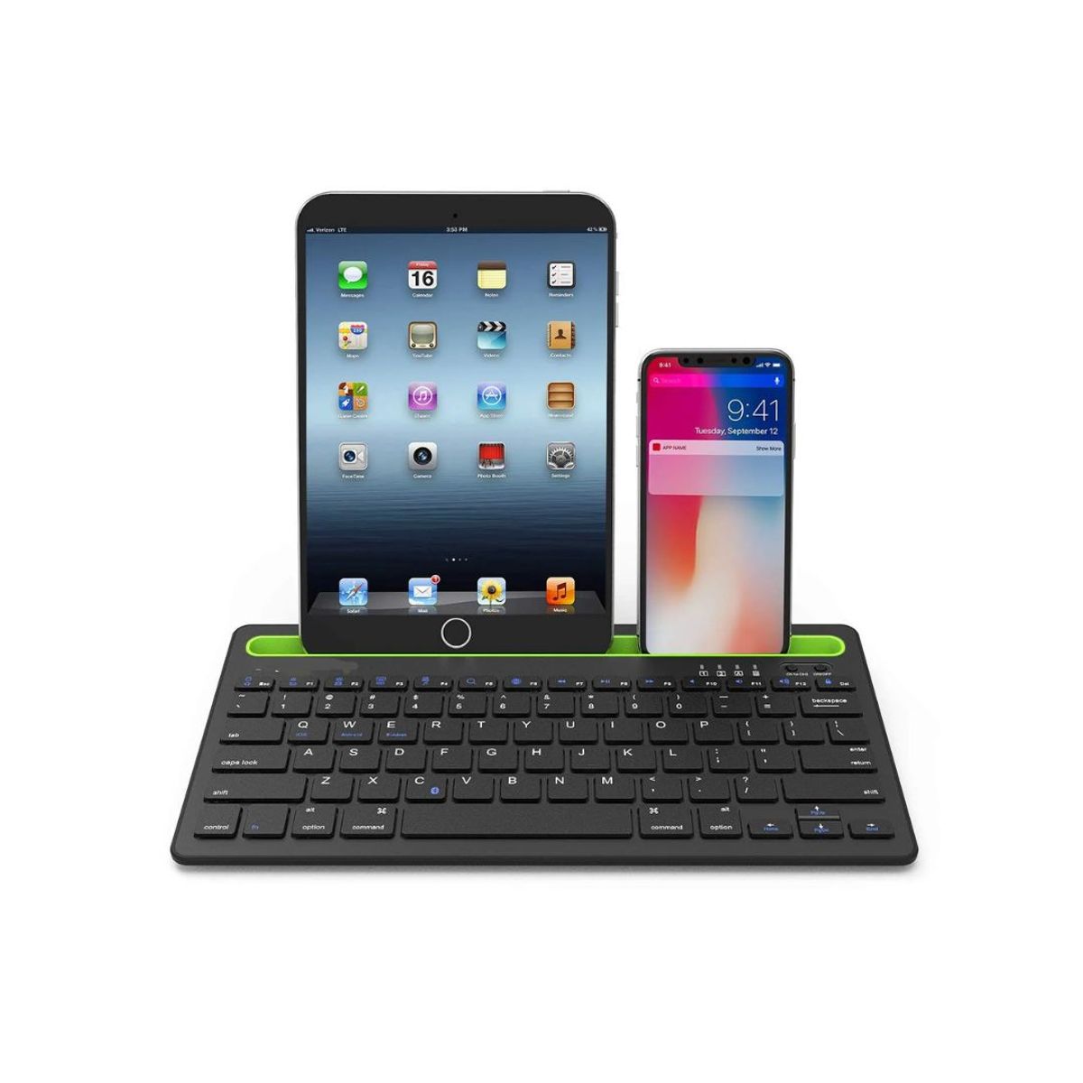 GENERICO - Teclado Universal Bluetooth Doble Canal y Soporte para Celular Tablet
