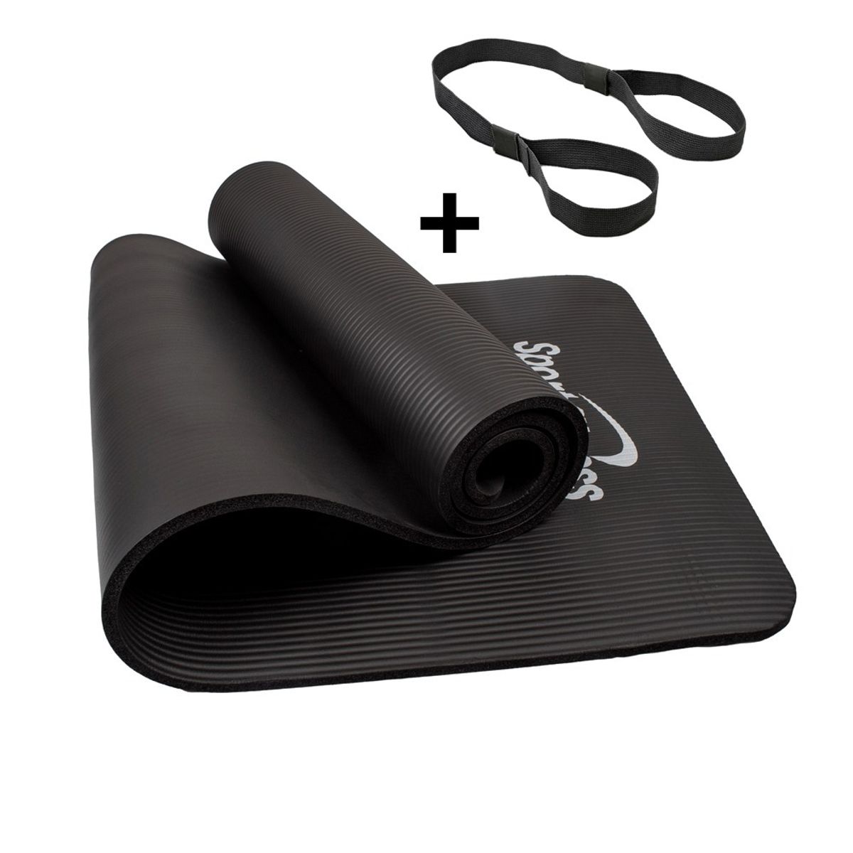 SPORT FITNESS - Colchoneta  jumbo 15mm + ligas transportadora - Negro