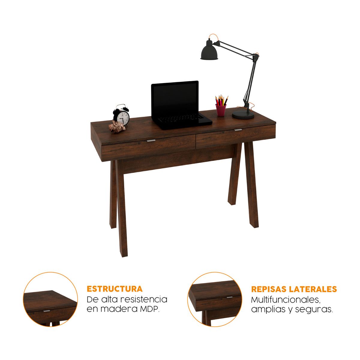 BONNO - Escritorio De Melamina Ferrel Rustico Bonno