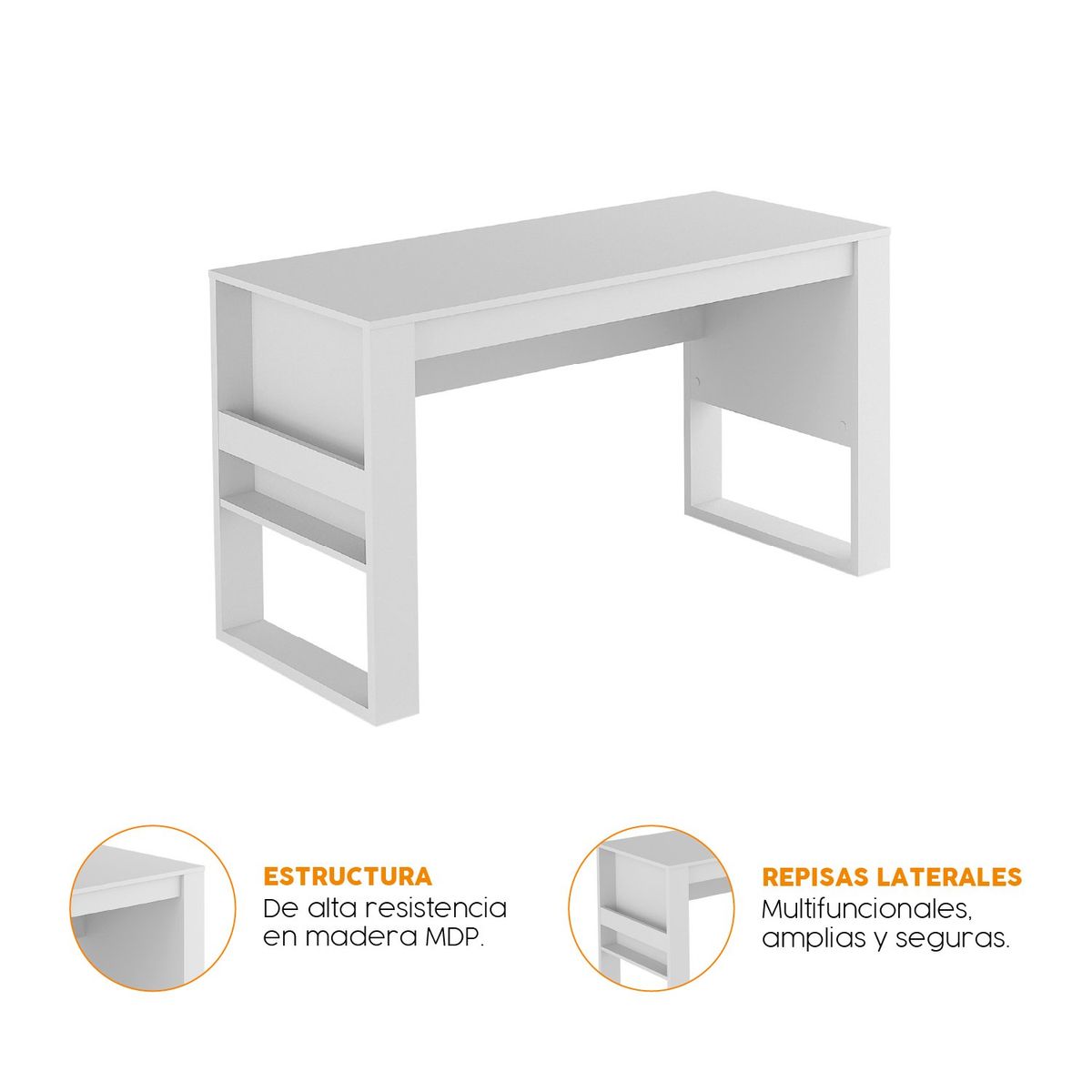 BONNO - Escritorio De Melamina Turin Blanco Bonno