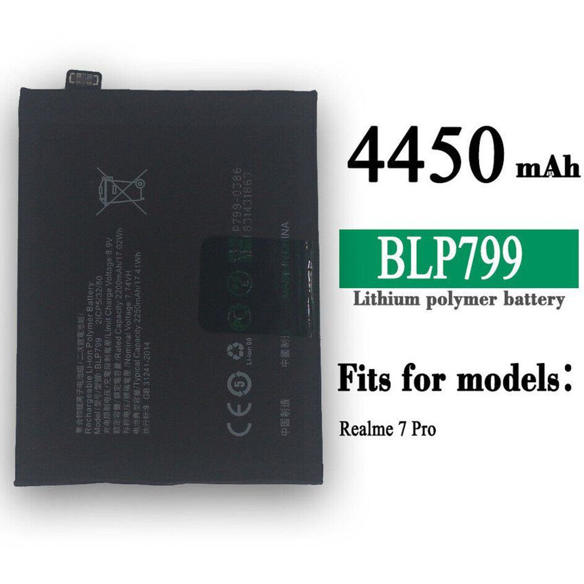 GENERICO - Bateria realme 7 pro  blp799  nuevo-negro