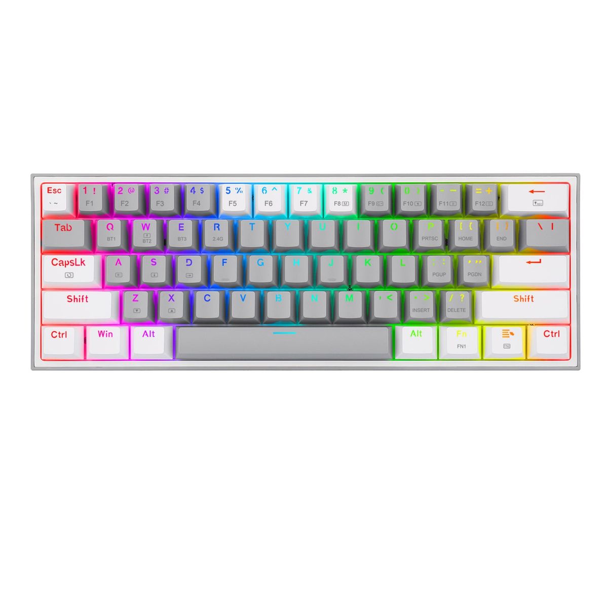 REDRAGON - Teclado Mecánico FIZZ PRO K616-RGB-GW 60% Wireless Grey White