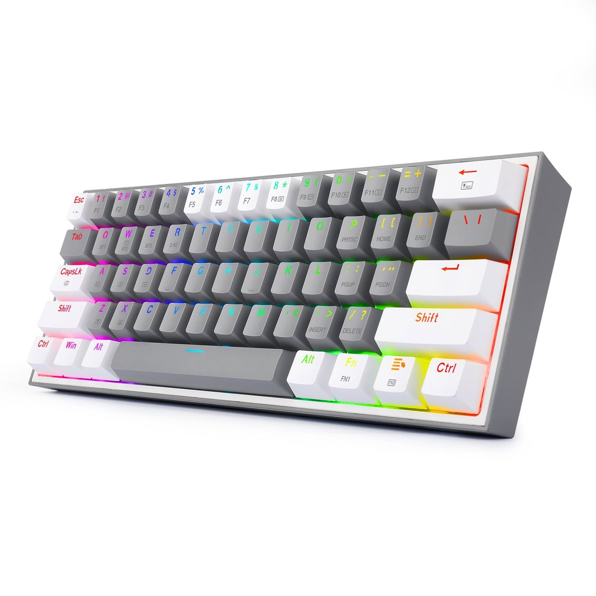REDRAGON - Teclado Mecánico FIZZ PRO K616-RGB-GW 60% Wireless Grey White