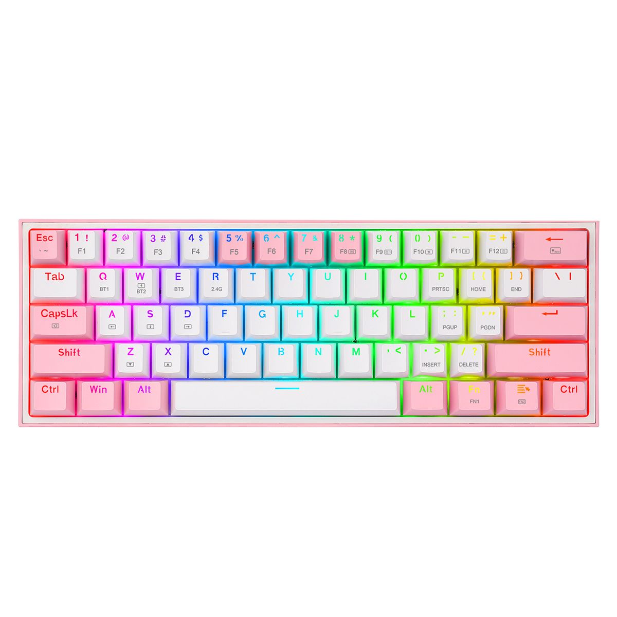 REDRAGON - Teclado Mecánico FIZZ PRO K616-RGB-WP 60 Wireless WhitePink