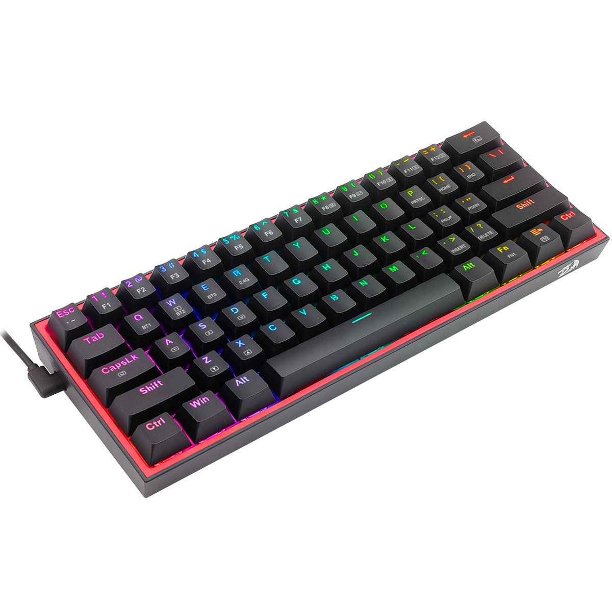 REDRAGON - Teclado Mecánico FIZZ PRO K616-RGB-B 60 Wireless Black Switch RED