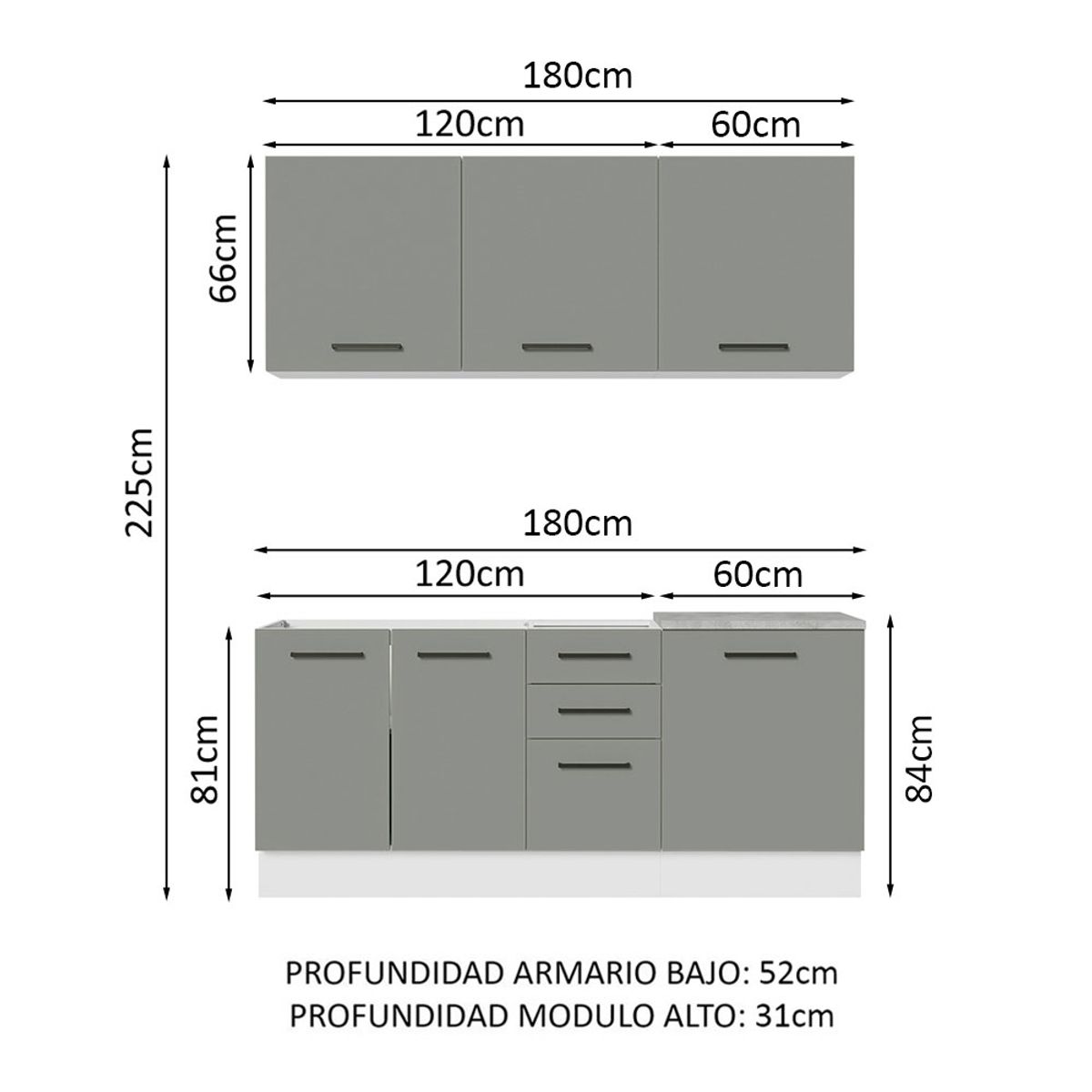 MADESA - Mueble de Cocina Integral Agata 180 cm 01