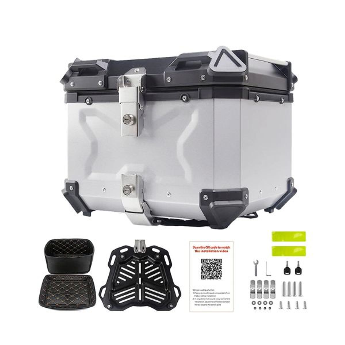 GENERICO - Cajuela de Aluminio 55LT Cromado Para Moto