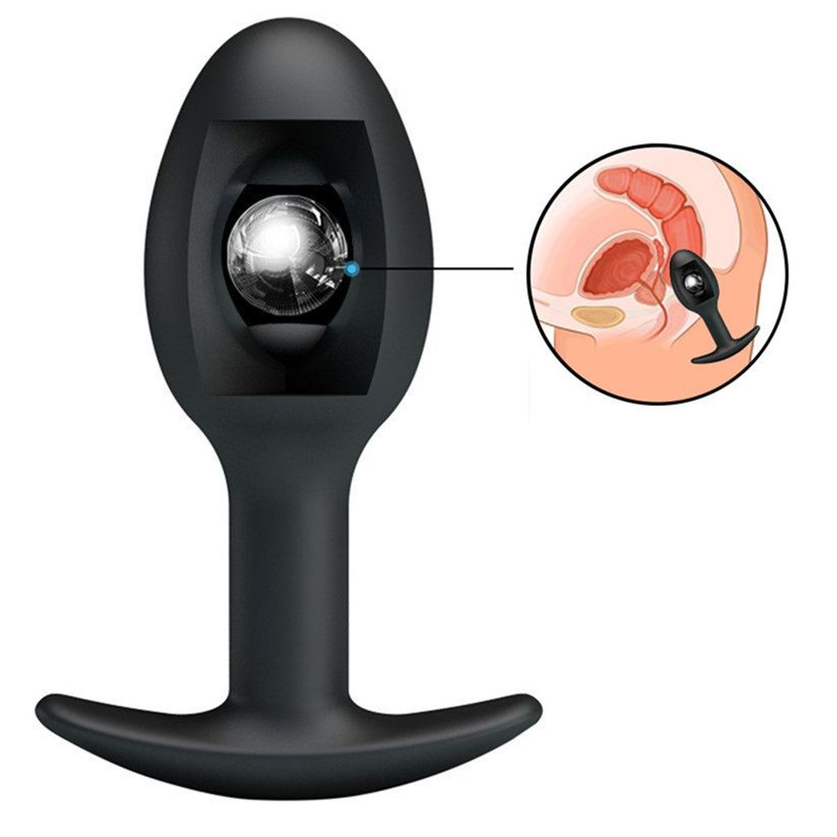 GENERICO - Plug anal de silicona -color NEGRO