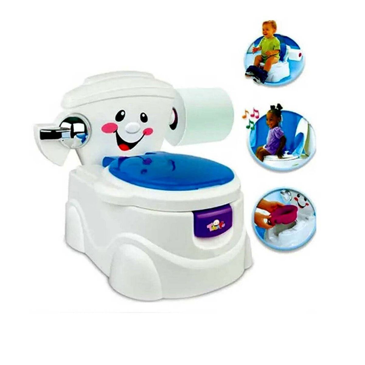 IDEAL - Bacín Entrenador Musical Carita para Bebes Azul