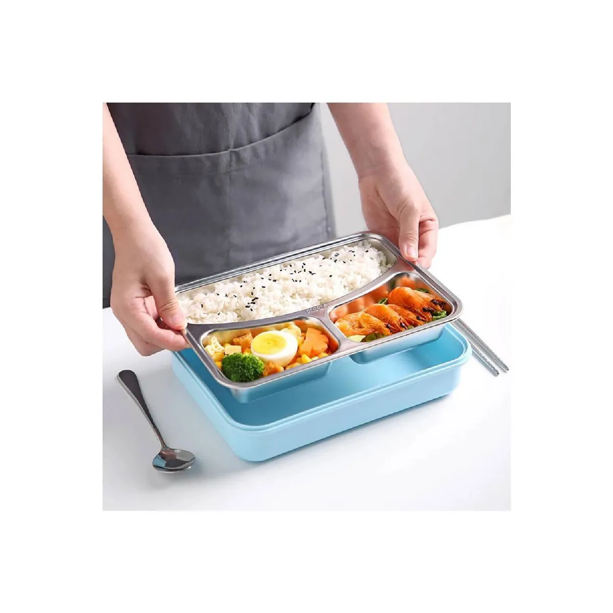 GENERICO - Lonchera de 3 Divisiones con Sujetador