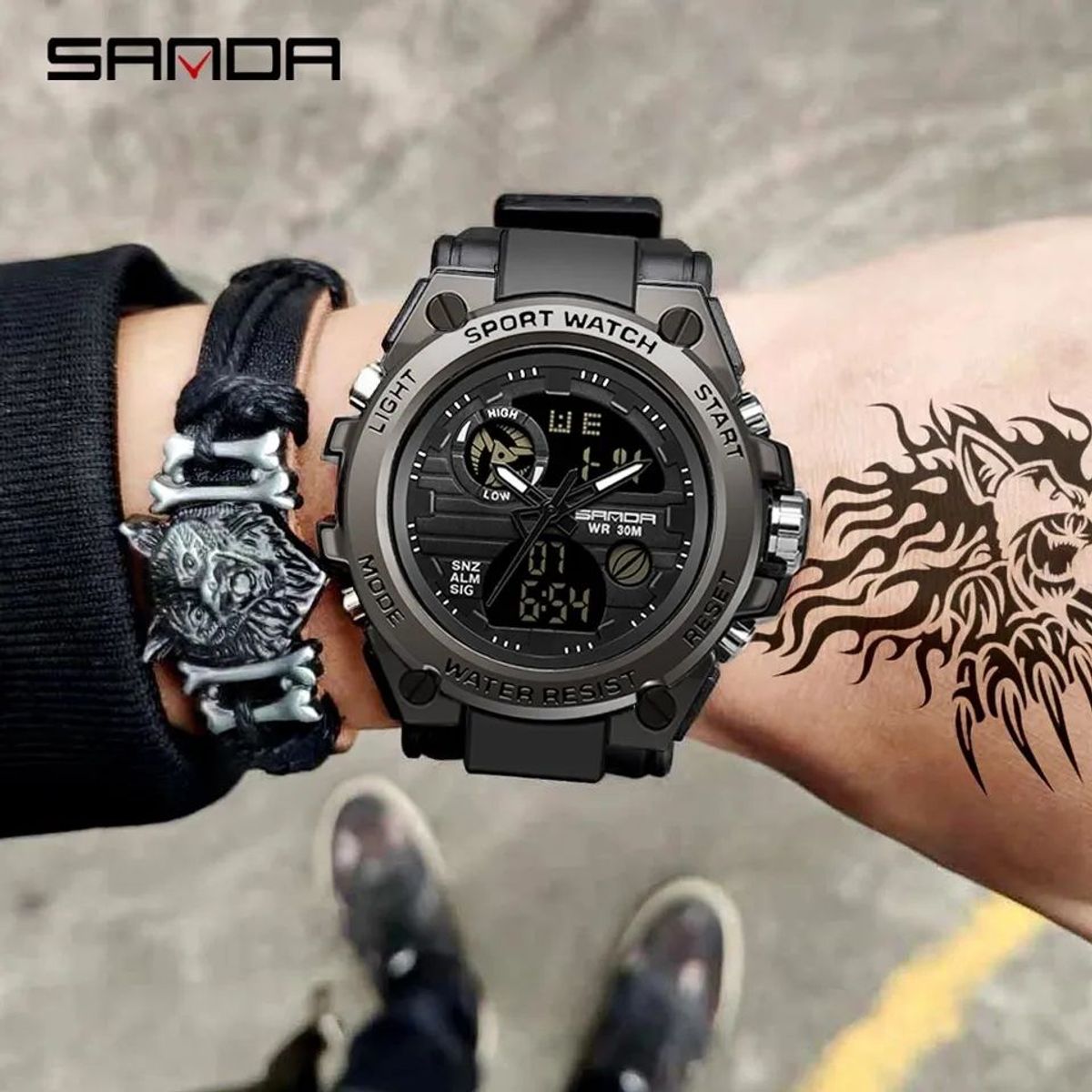 SANDA - Reloj Deportivo Hombre Sanda Tipo G Shock Resistente Metal
