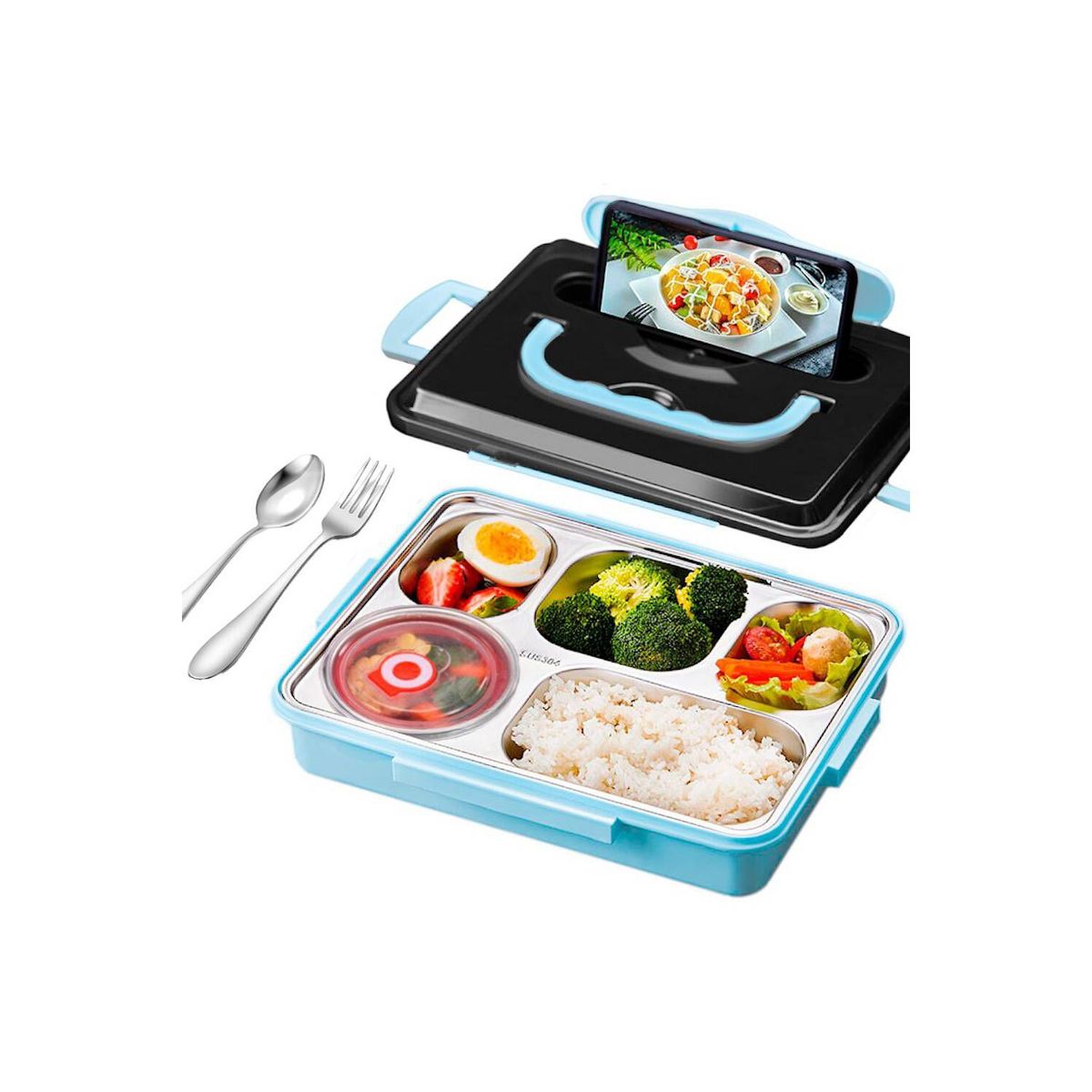 GENERICO - Lonchera de Alimentos 5 Divisiones+Cubiertos CL