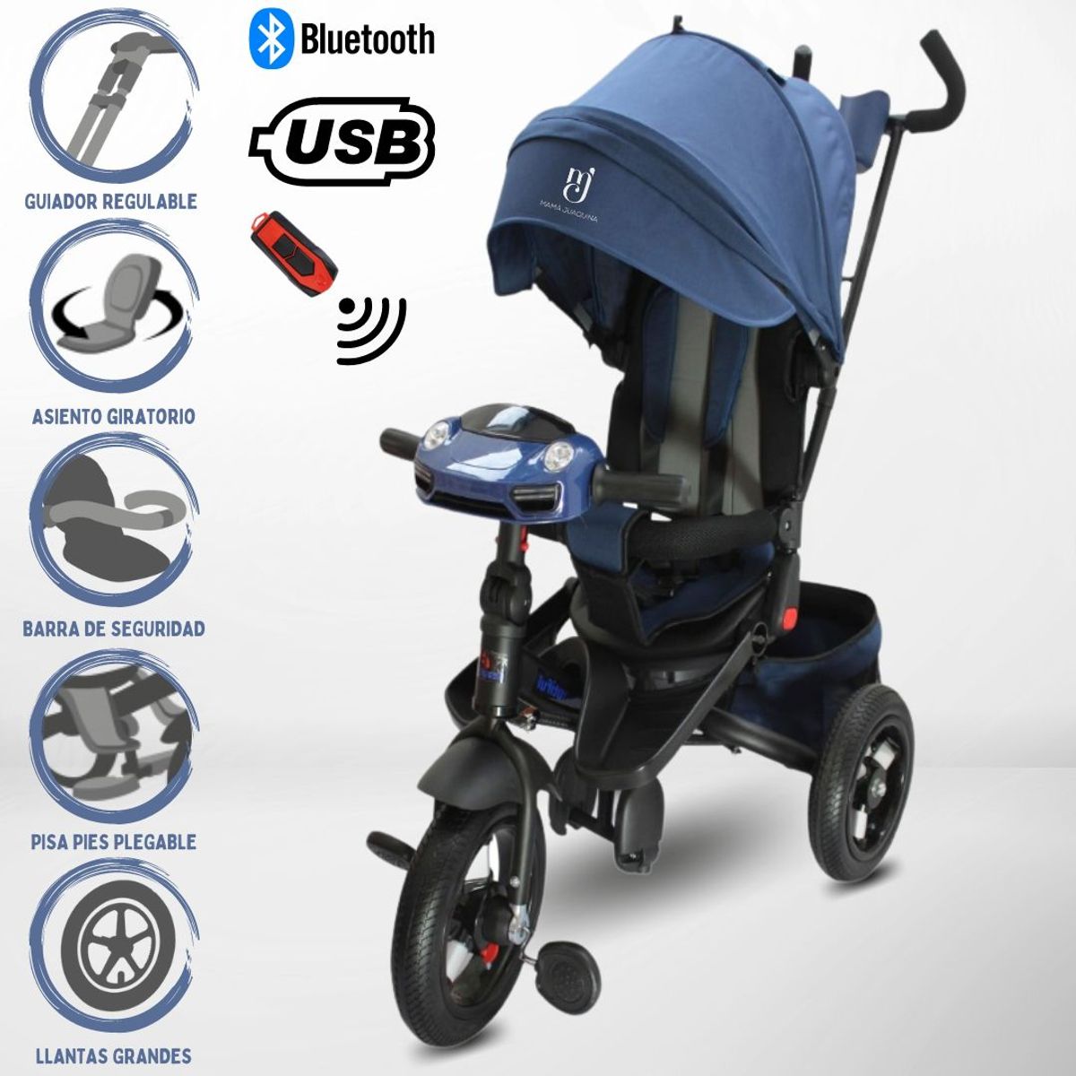 BEAUTIFUL - Triciclo Giratorio 3 en 1 «LAMBORGHINI» Blue