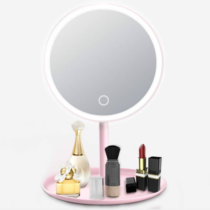 ITELSISTEM - Espejo Led Tactil Maquillaje Luz  Escritorio Rosado Itelsistem