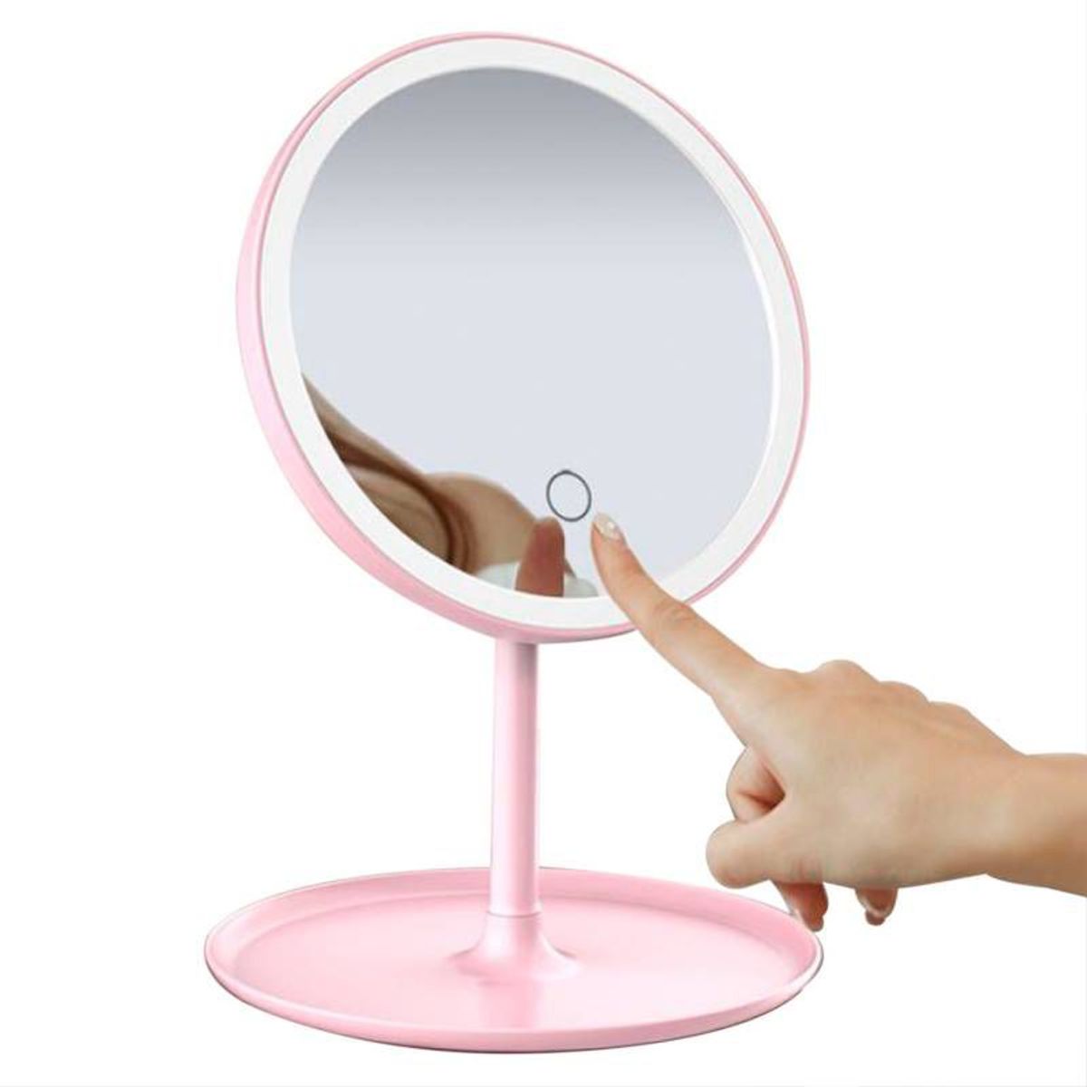 ITELSISTEM - Espejo Led Tactil Maquillaje Luz  Escritorio Rosado Itelsistem