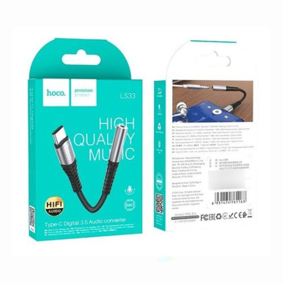 HOCO - Adaptador Hoco Tipo C a Jack - Negro