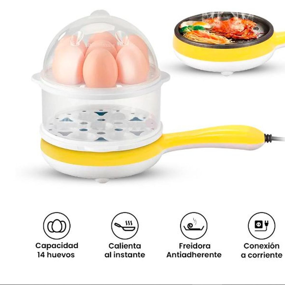 GENERICO - Sartén Hervidor de Huevos Eléctrica - Amarillo