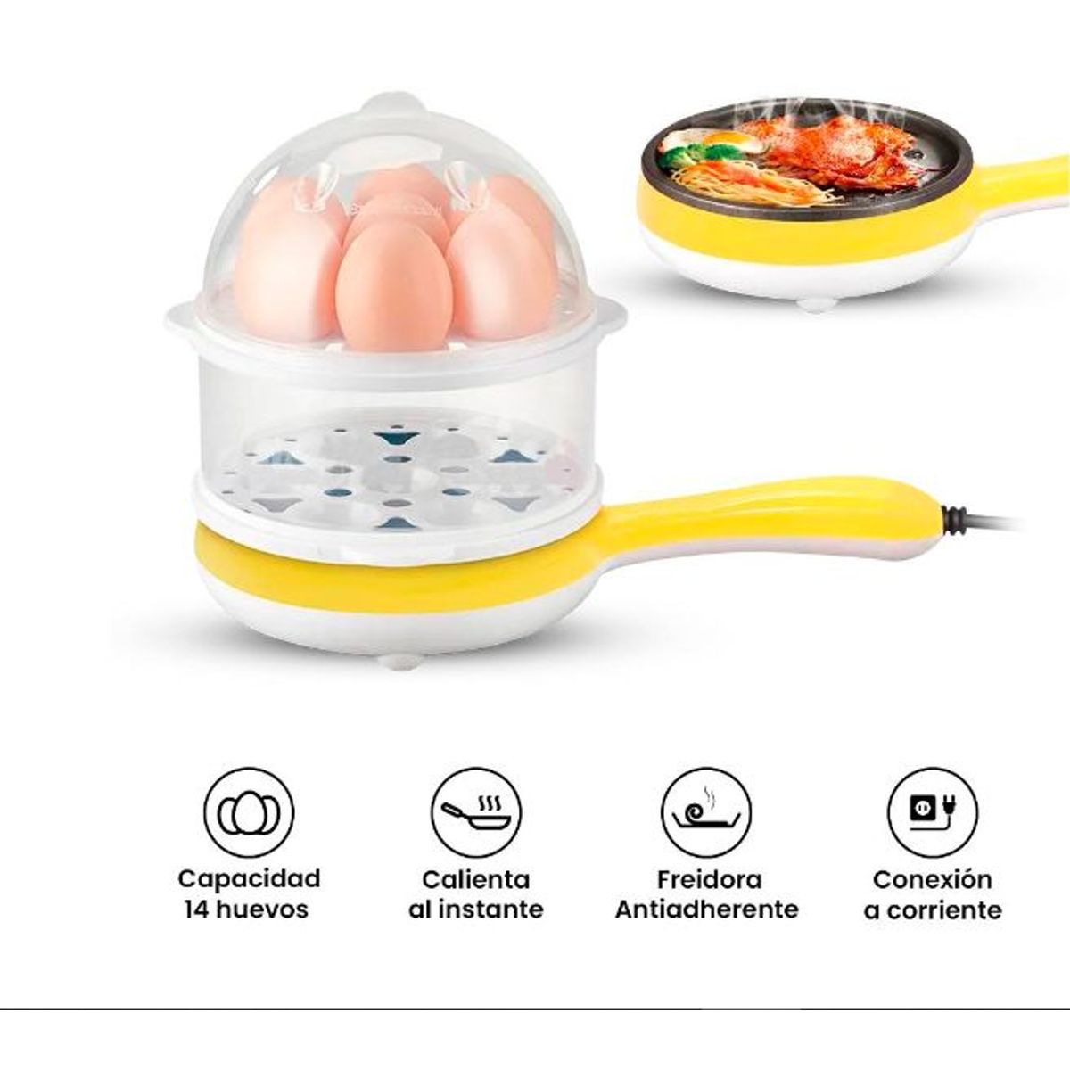 GENERICO - Sartén Hervidor de Huevos Eléctrica - Amarillo