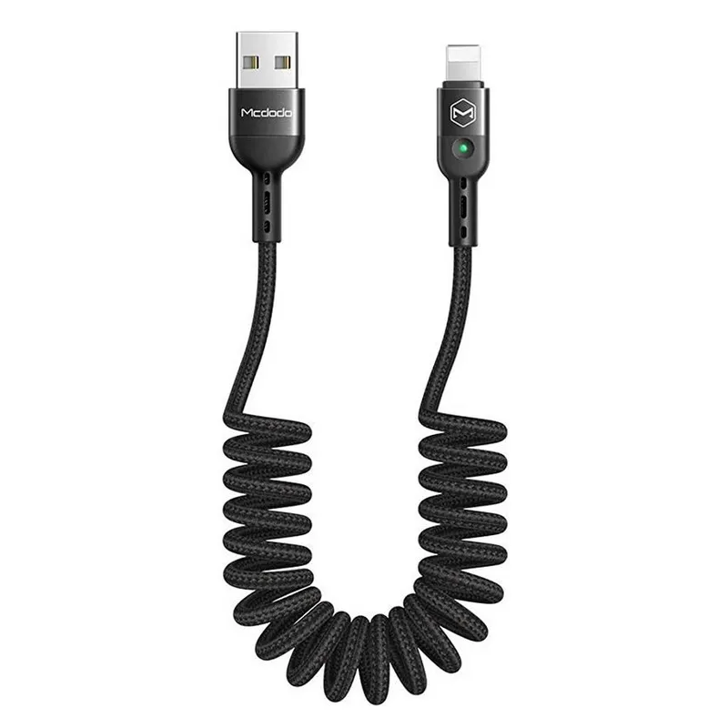 MCDODO - Cable Usb Lightning Carga Rapida - Espiral para Auto - Mcdodo