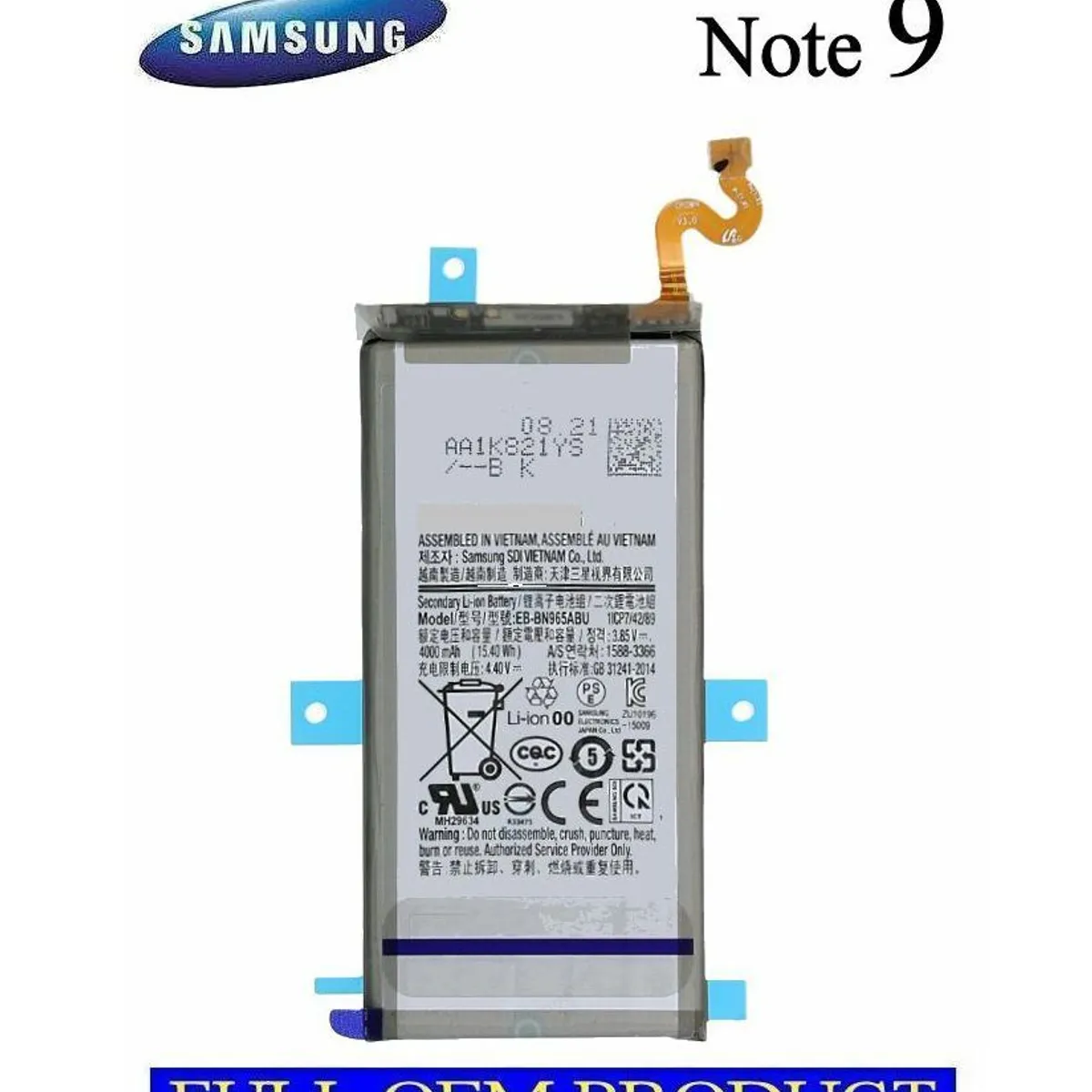 OEM - BATERIA  SAMSUNG  GALAXY  NOTE 9   NUEVO - PLOMO