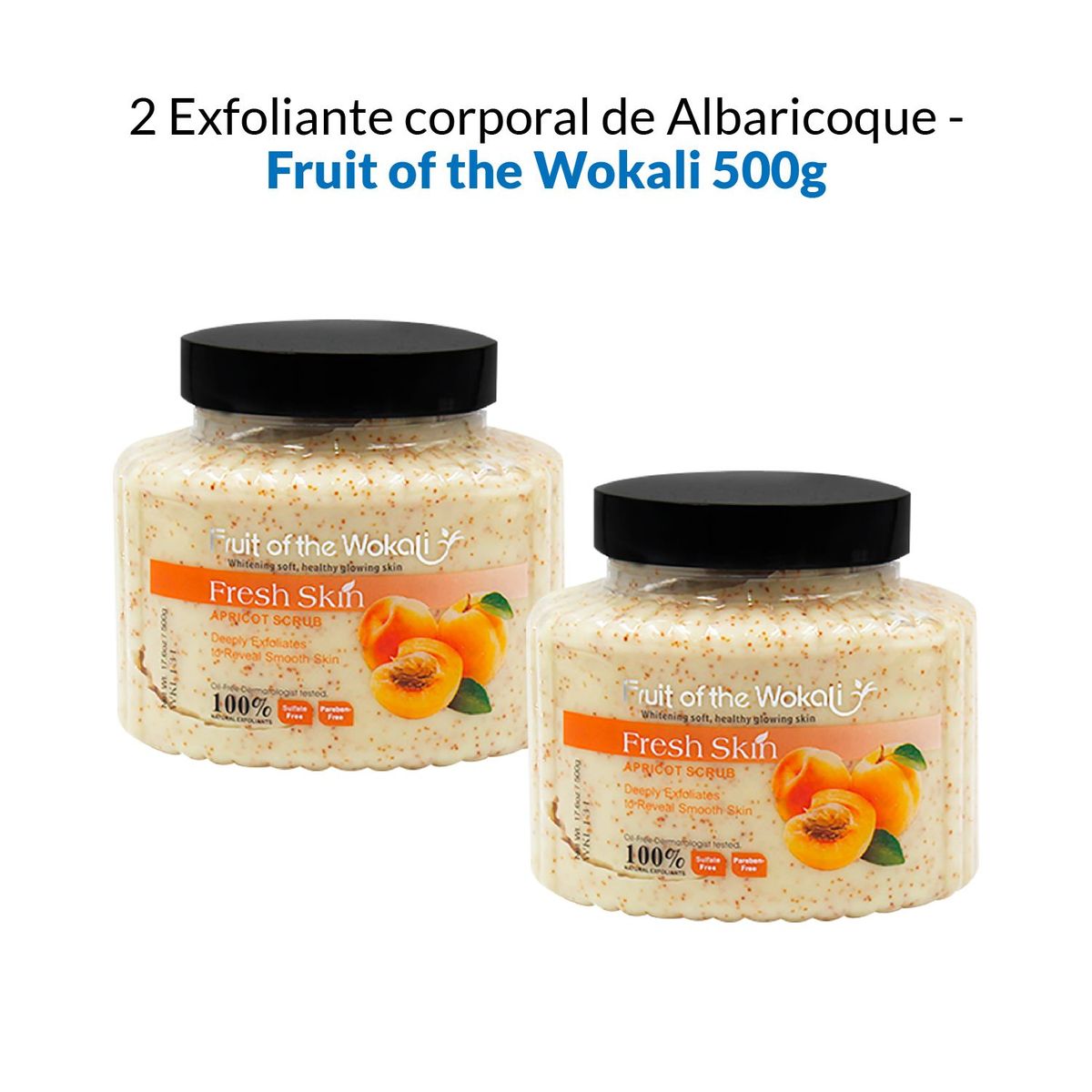 WOKALI - 2 Exfoliante corporal de Albaricoque - Fruit of the Wokali 500g