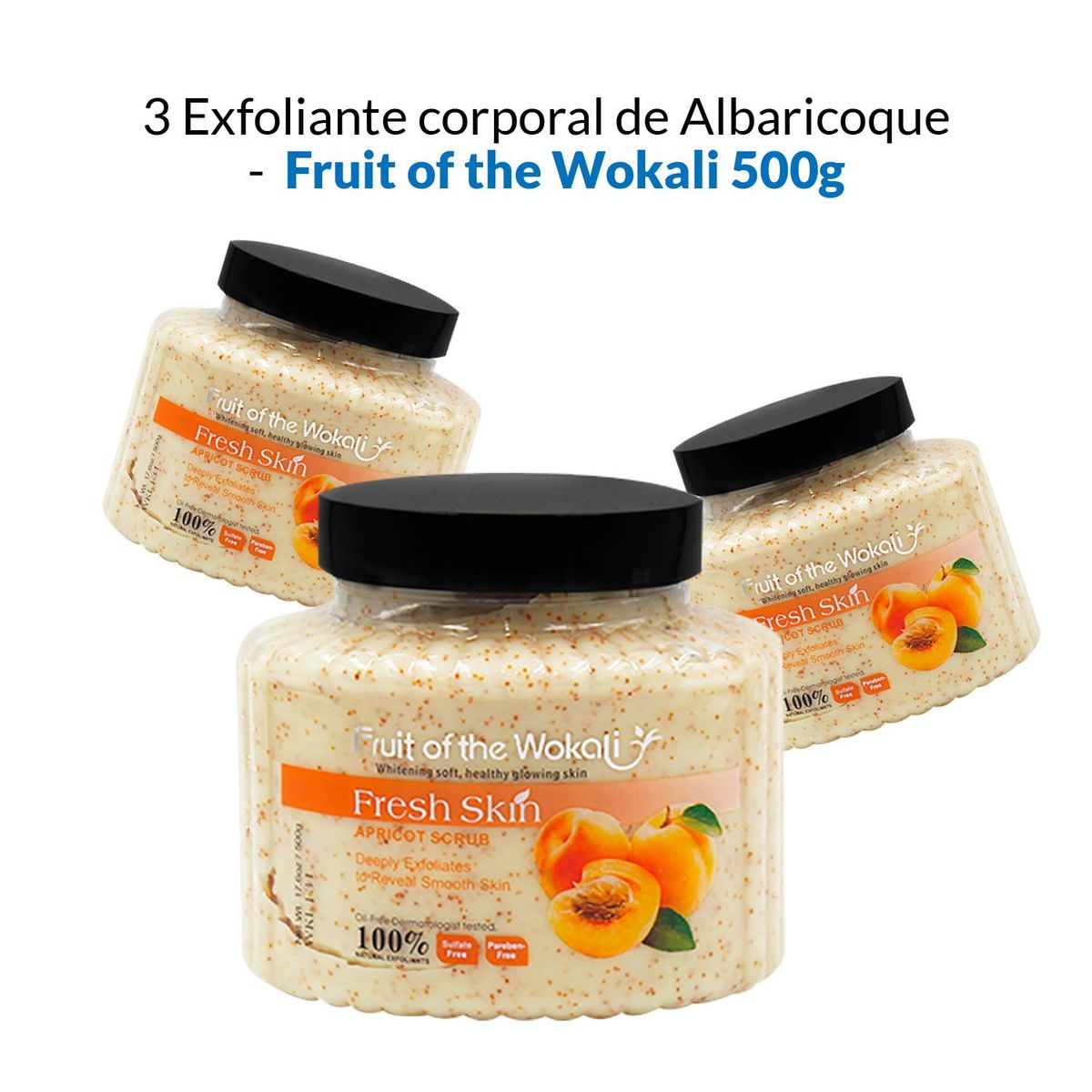 WOKALI - 3 Exfoliante corporal de Albaricoque - Fruit of the Wokali 500g