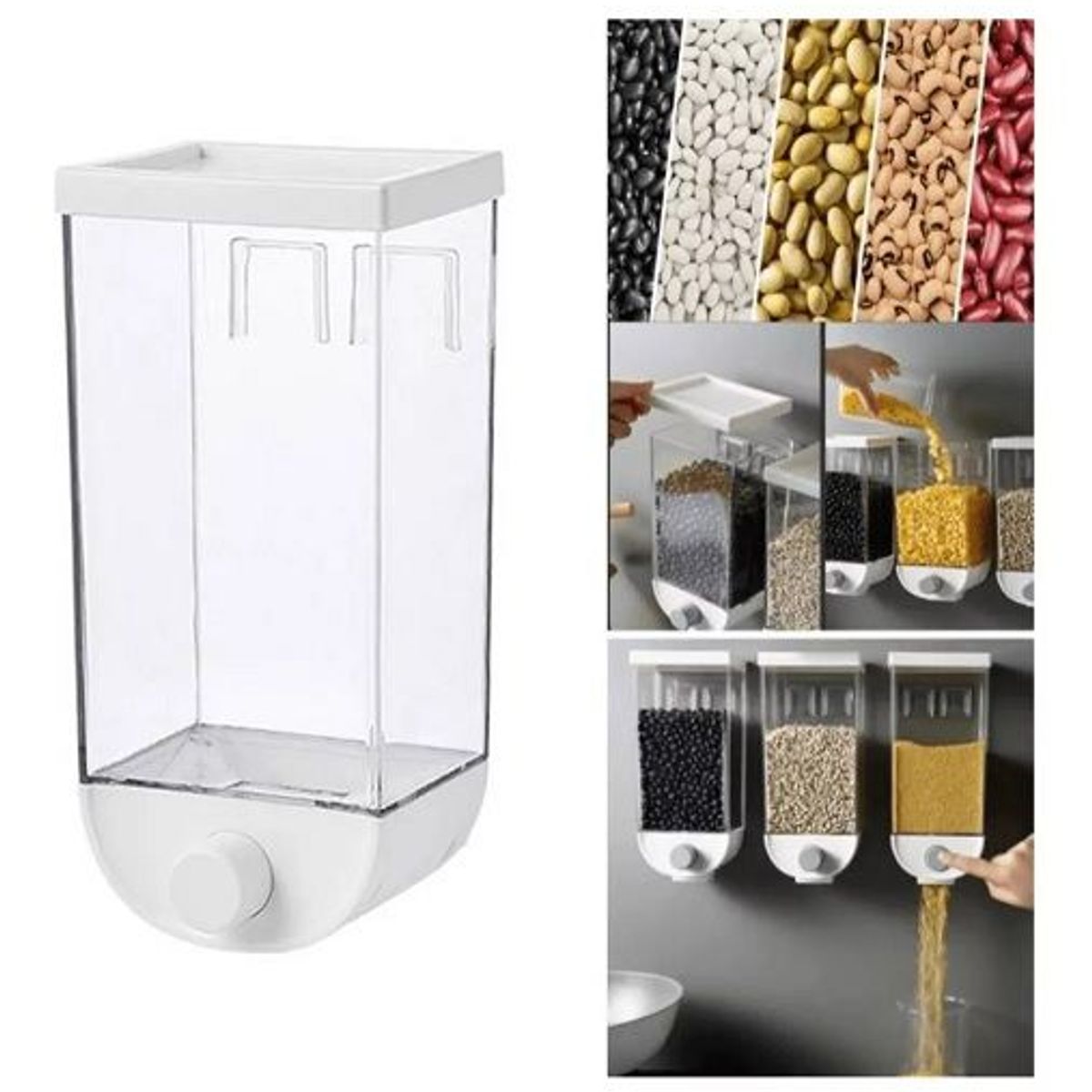 ITELSISTEM - Dispensador De Cereales Para Cocina y Menestras Blanco Itelsistem