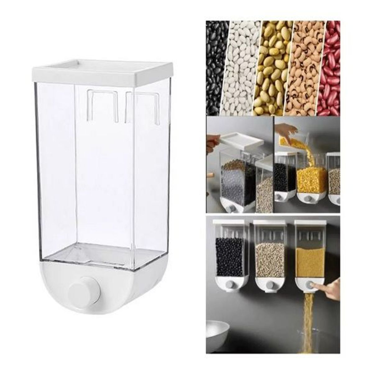 ITELSISTEM - Dispensador De Cereales Para Cocina y Menestras Blanco Itelsistem