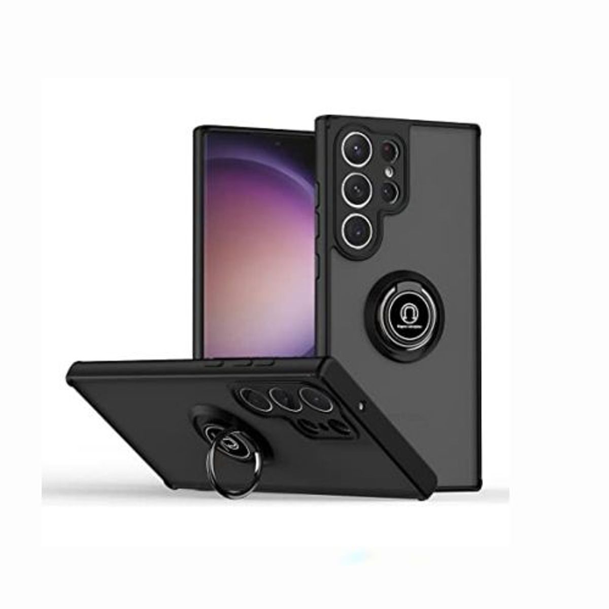 GENERICO - Case Ahumado con Anillo Para Samsung S23 Ultra - Negro.