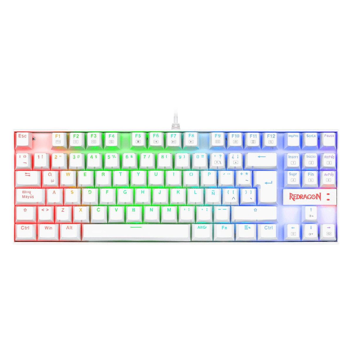 REDRAGON - Teclado Mecánico KUMARA K552W-RGB White Switch Red SP