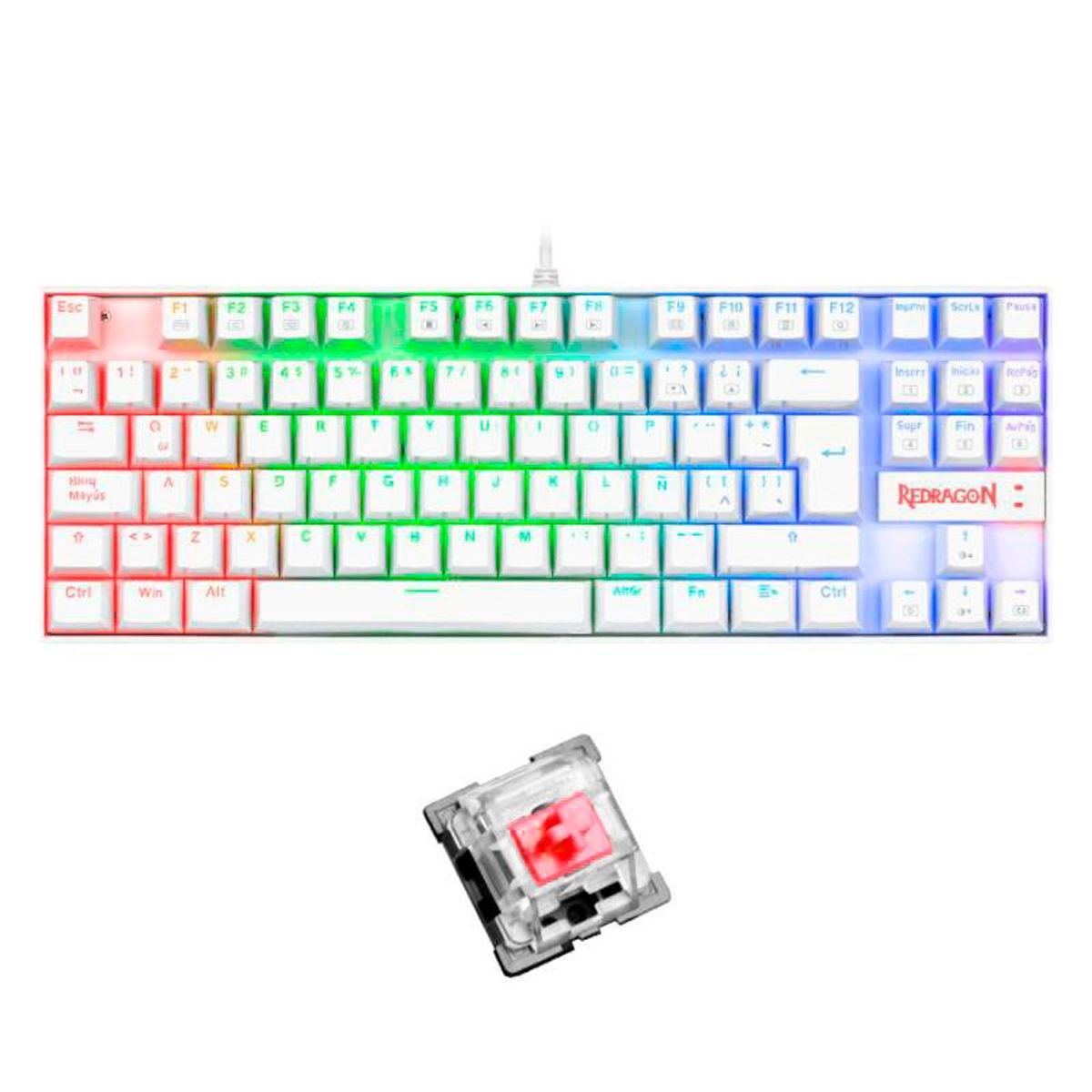 REDRAGON - Teclado Mecánico KUMARA K552W-RGB White Switch Red SP