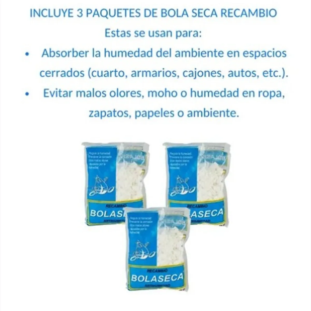 GENERICO - Bola Seca Deshumedecedor 3 Repuestos Recambio De 400 Grs