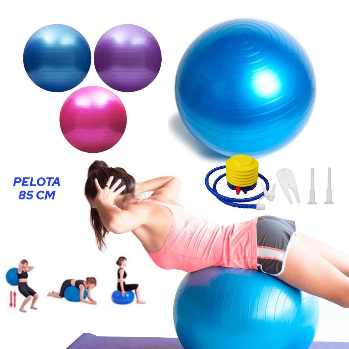 HOLGU - Pelota de pilates yoga 85cm  inflador de regalo