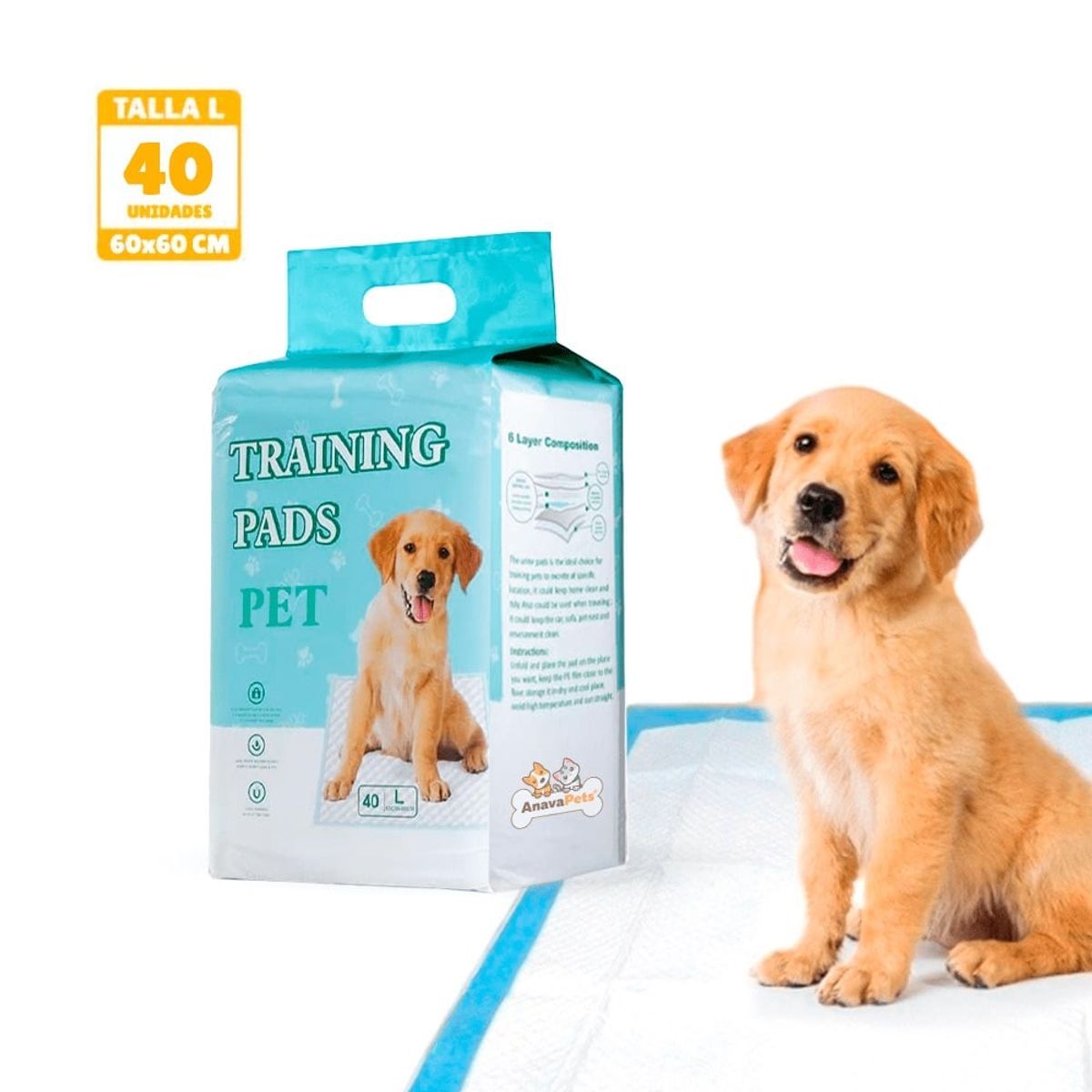 GENERICO - Pañales de Piso Absorbentes 60X60 - Training Pads Pet