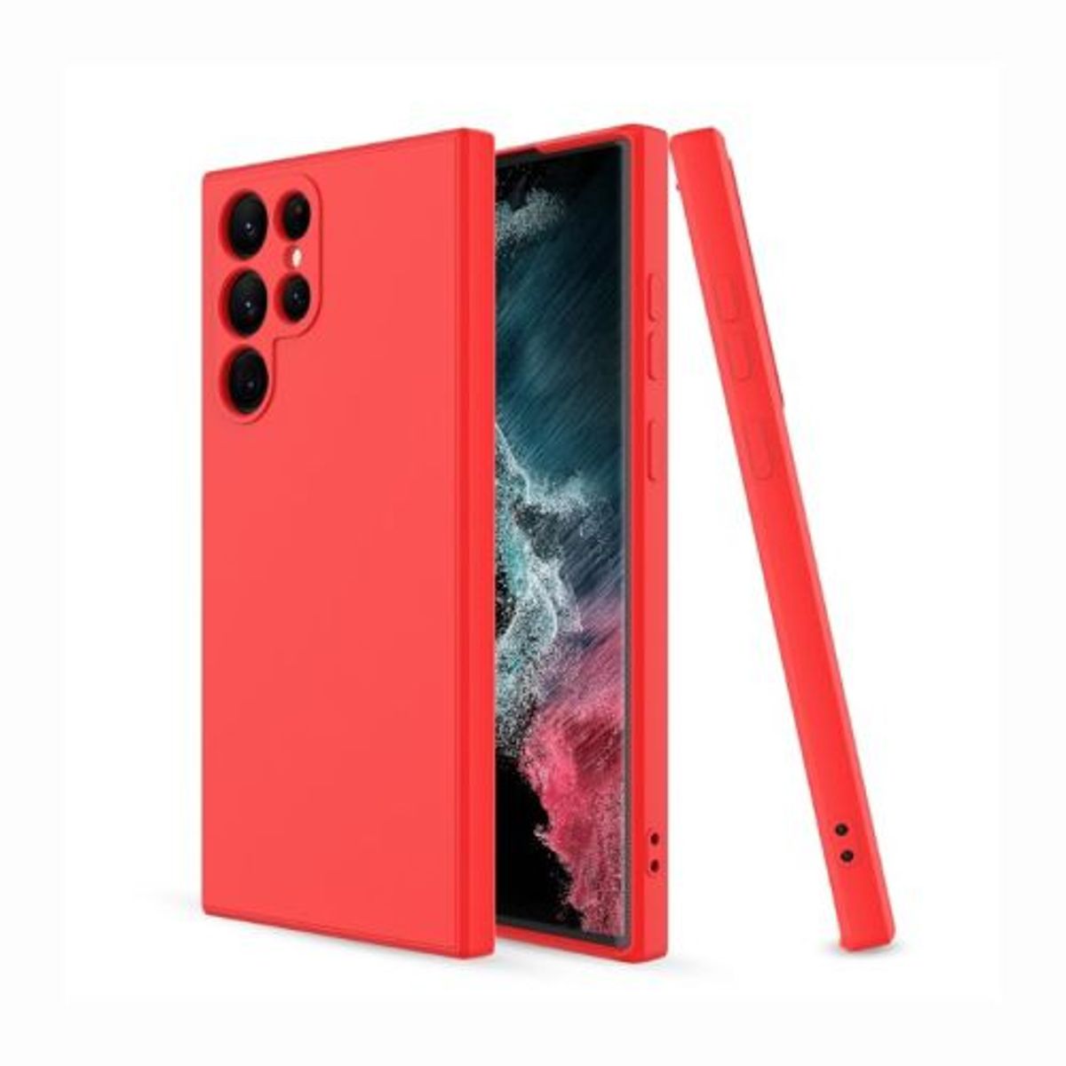 GENERICO - Case de Silicona para Samsung S22 Ultra - ROJO.