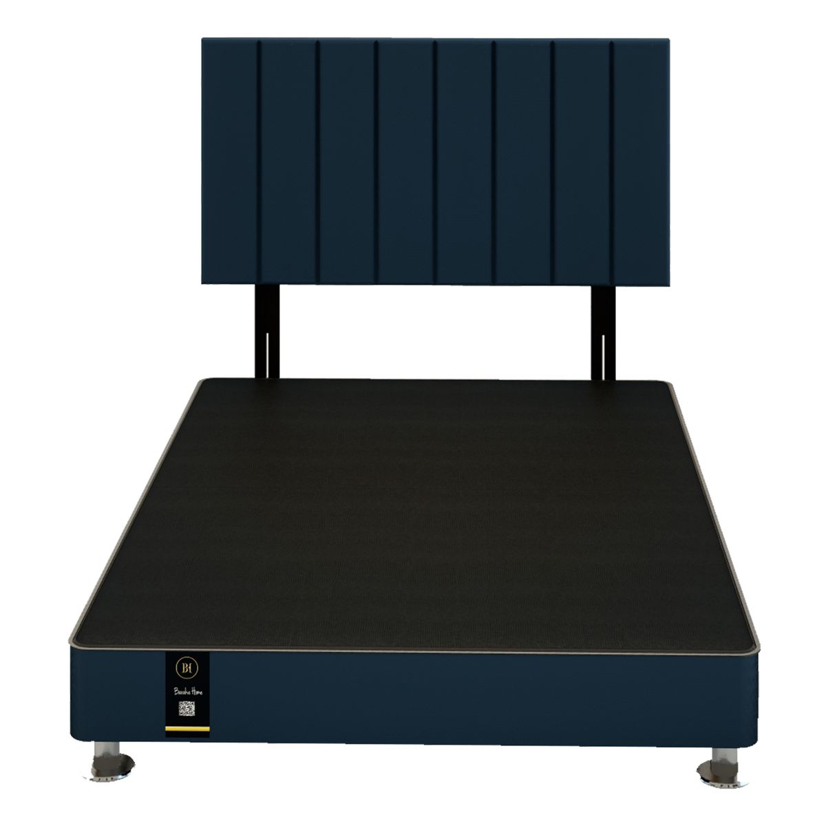 BARAKA HOME - Dormitorio Linz 1.53 x 2.03 + Cabecera Neuss Pata Desmontable Queen - Azul Marino