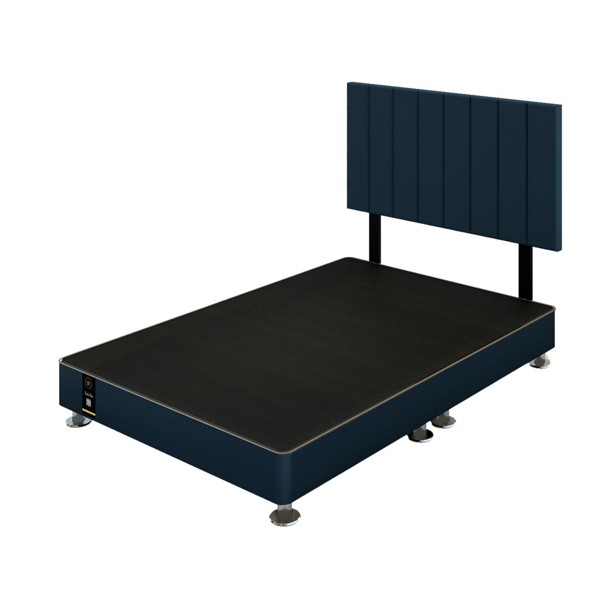 BARAKA HOME - Dormitorio Linz 1.53 x 2.03 + Cabecera Neuss Pata Desmontable Queen - Azul Marino