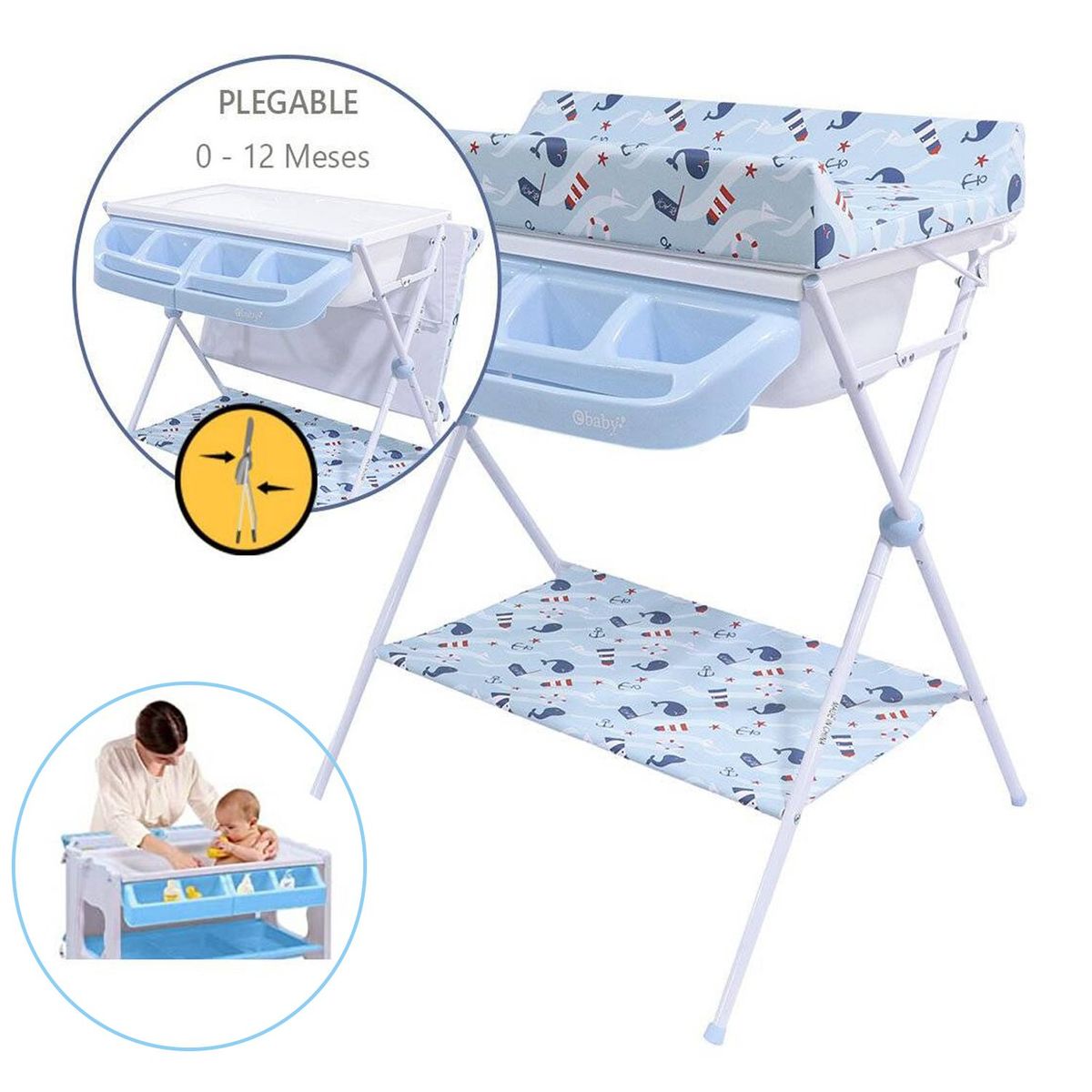 EBABY - Bañera Cambiador Maxi EB830 Azul