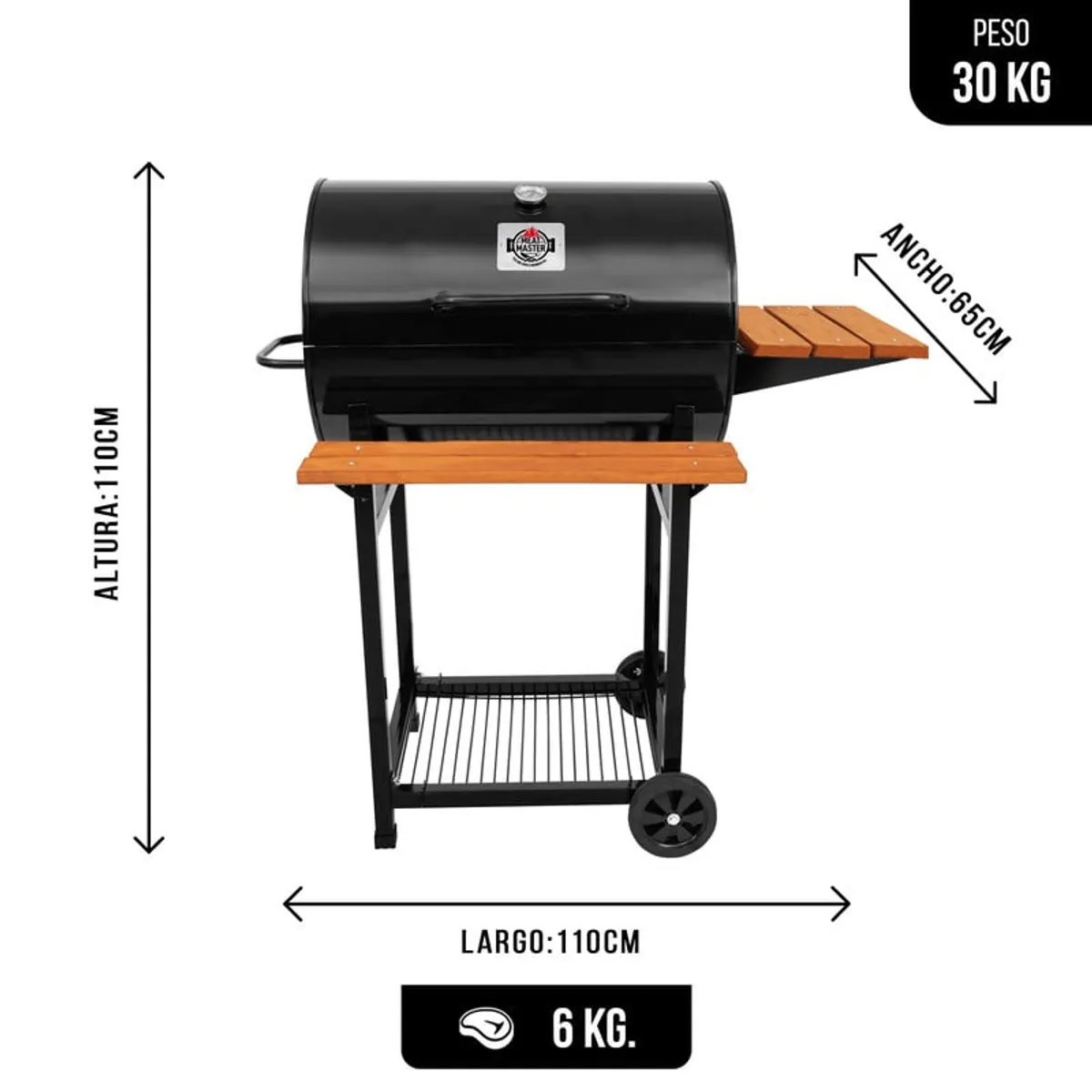 MEAT MASTER - Parrilla Mediana Meat Master con Tapa de Dos Niveles Premium