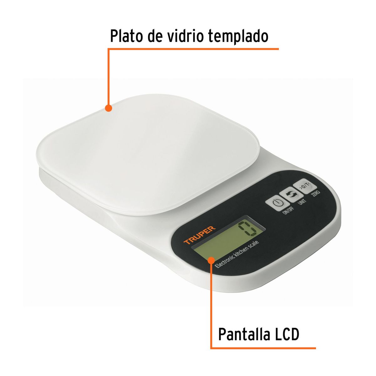 TRUPER - Balanza digital de cocina vidrio 5kg Afilador de cuchillo truper