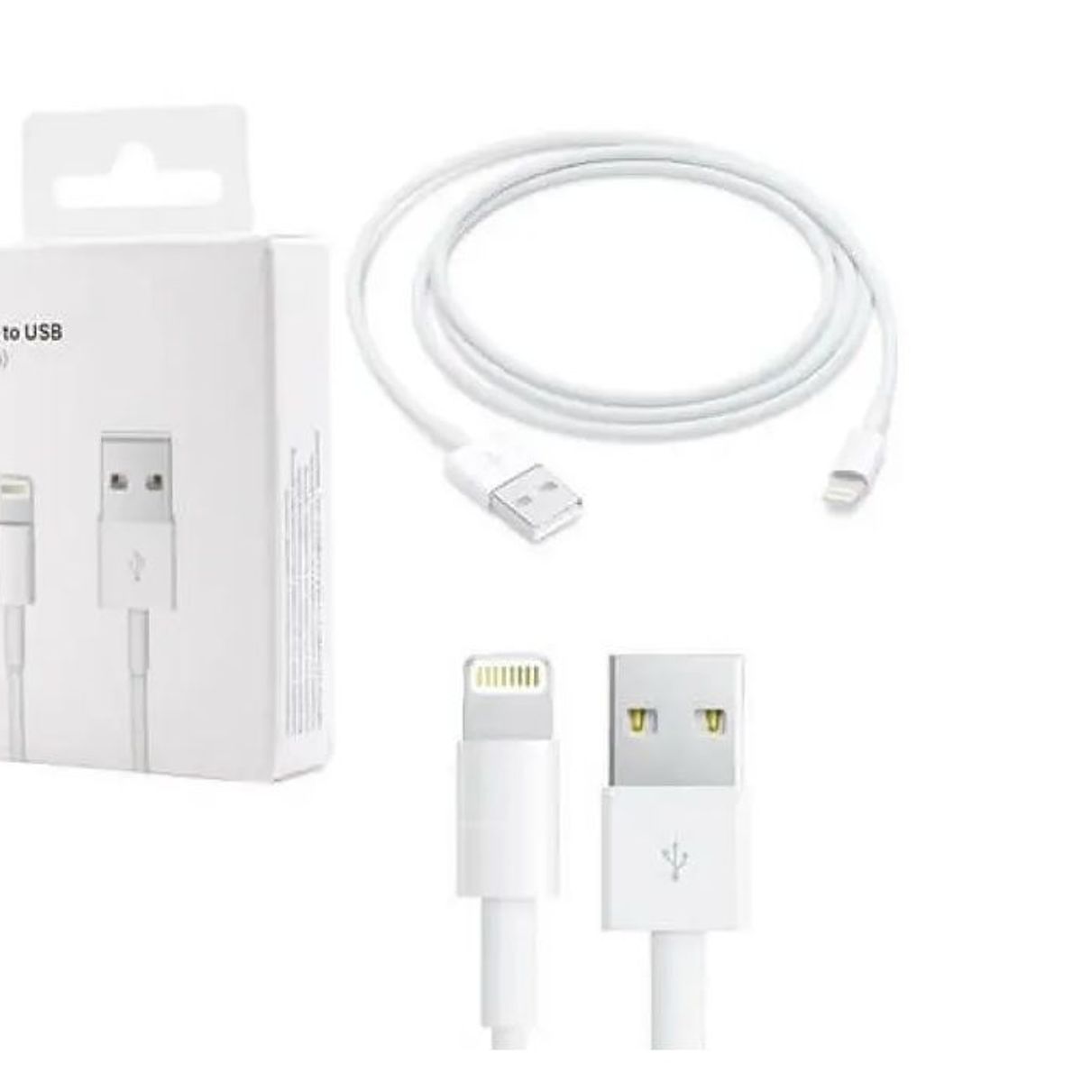 OEM - Cable iPhone Replica A1 Lightning USB -1 Metro blanco NUEVO - CAJA