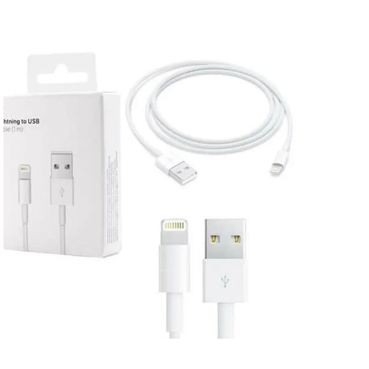 OEM - Cable iPhone Replica A1 Lightning USB -1 Metro blanco NUEVO - CAJA