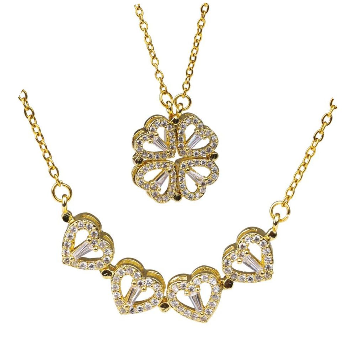 GENERICO - Collar Trébol Cuatro Hojas Forma De Corazón Joyería Dorada