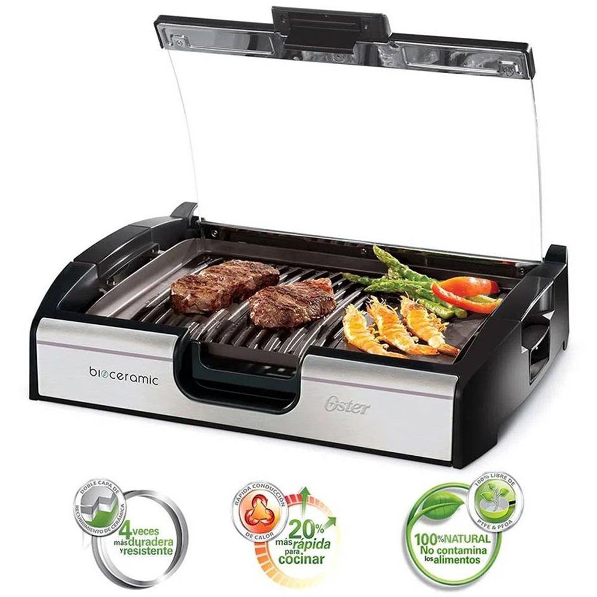 OSTER - Parrilla y Plancha Revestimiento Bioceramic CKSTGR3006