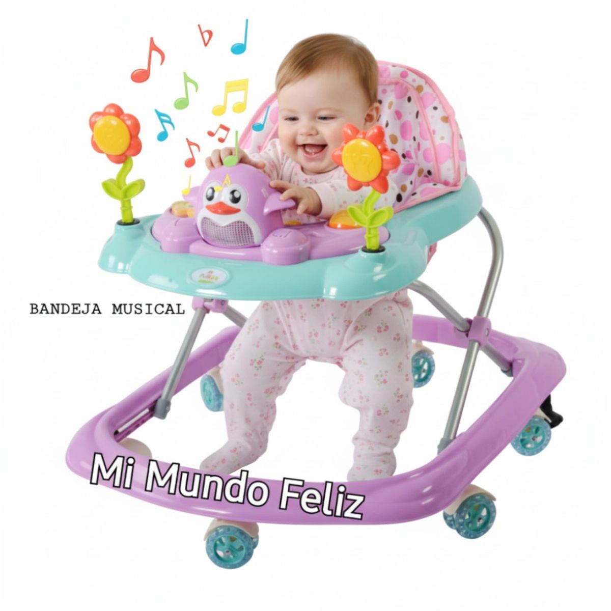 BABY HAPPY - Andador de Bebe Musical Rosadito Pinguinita Princess