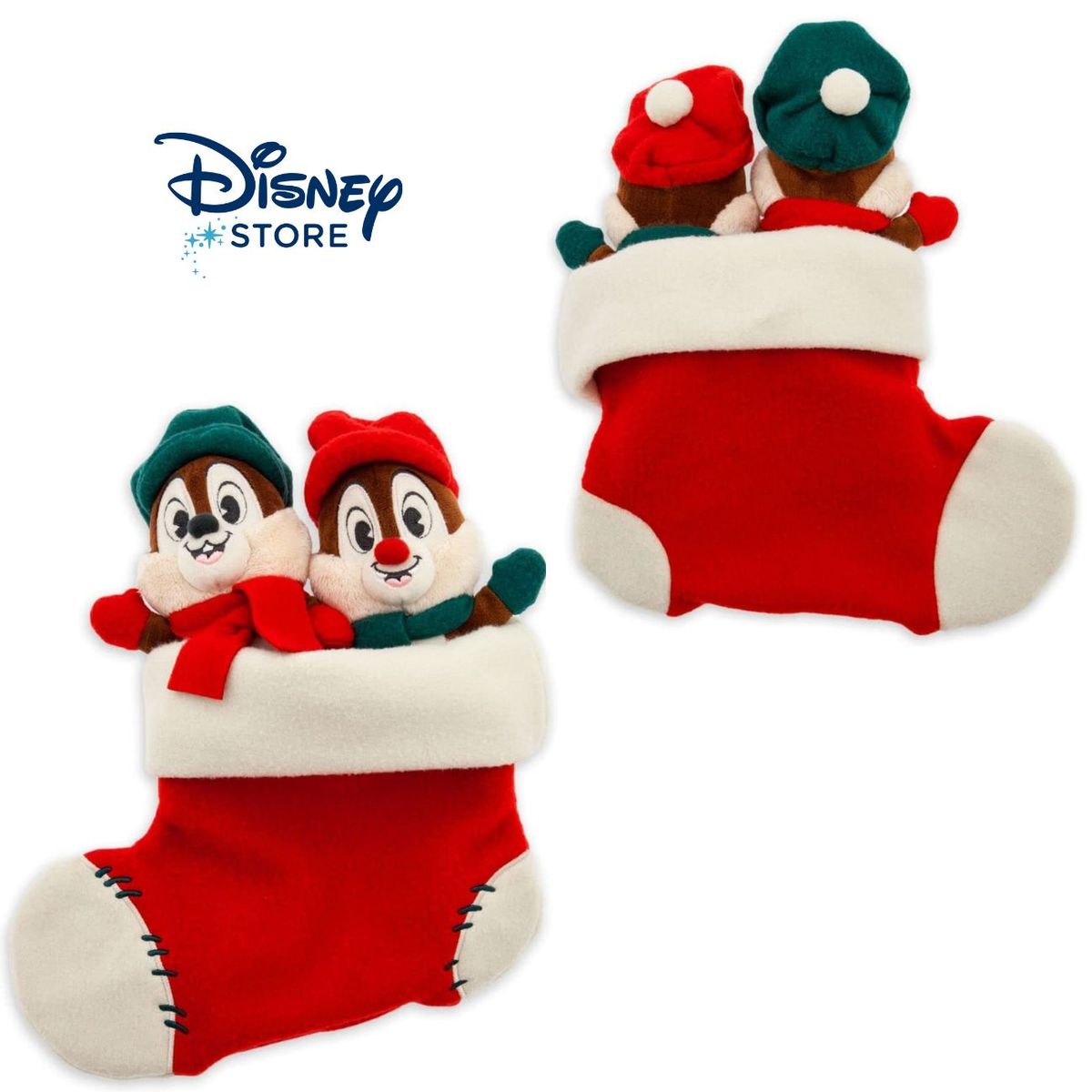 DISNEY - Chip y Dale Peluches en Bota Media Navideña - Disney Store