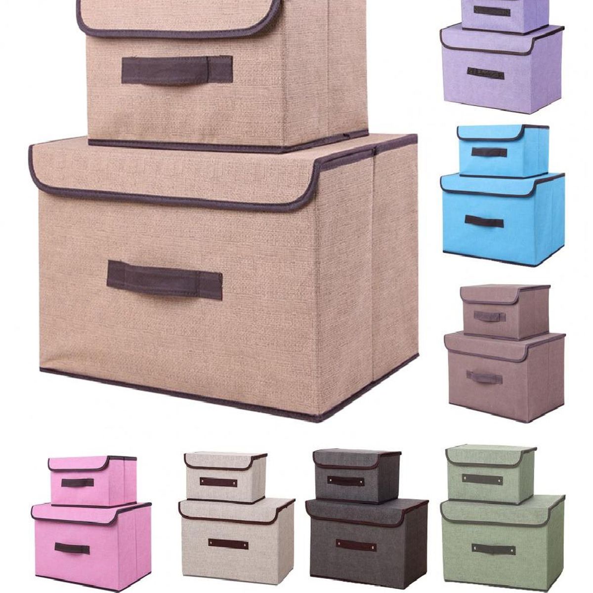 GENERICO - Caja de Almacenamiento con Tapa Portátil Plegable 36x24x23 cm