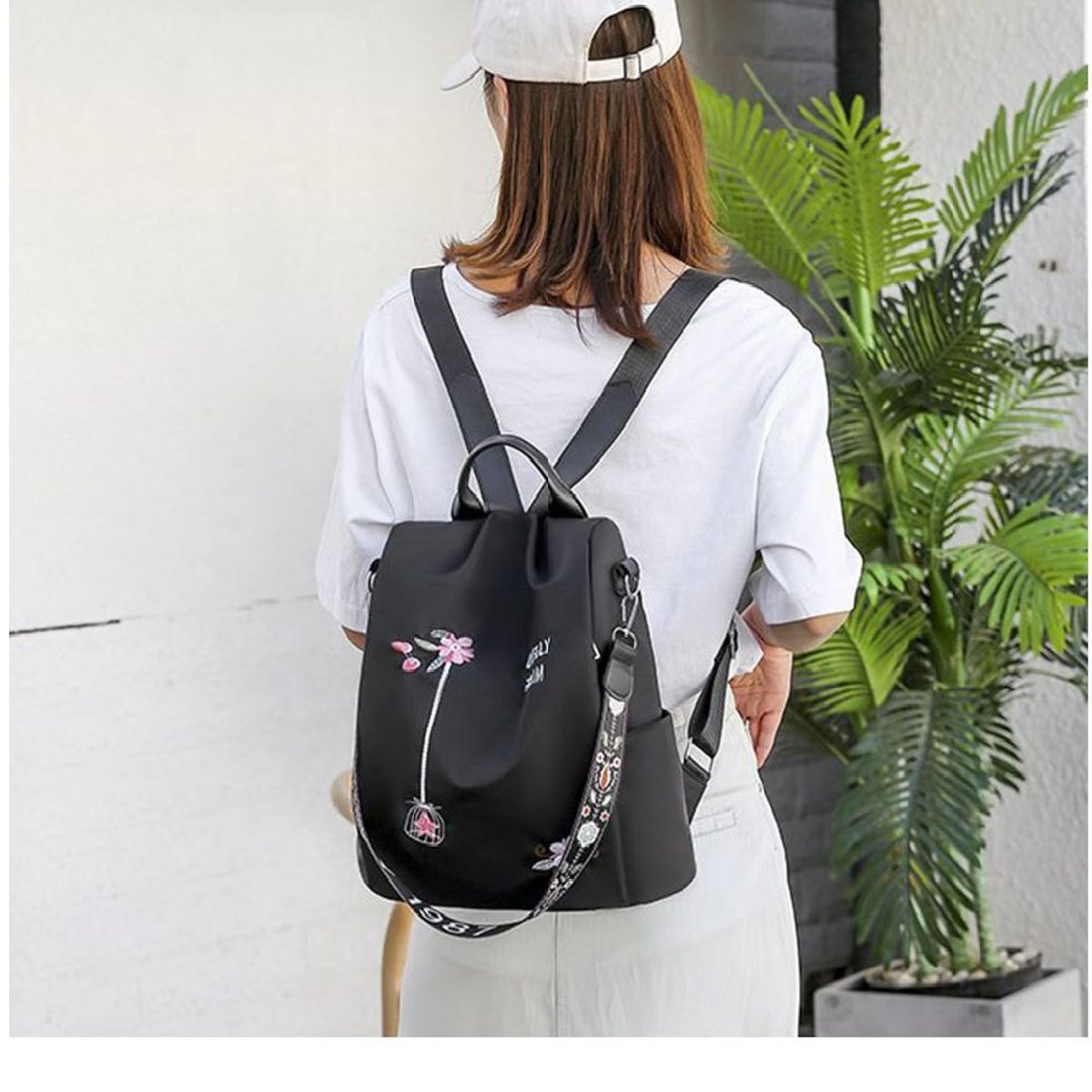 GENERICO - Mochila 3 en 1 Con Bordado Para Mujer, Bolso De Hombro Antirrobo