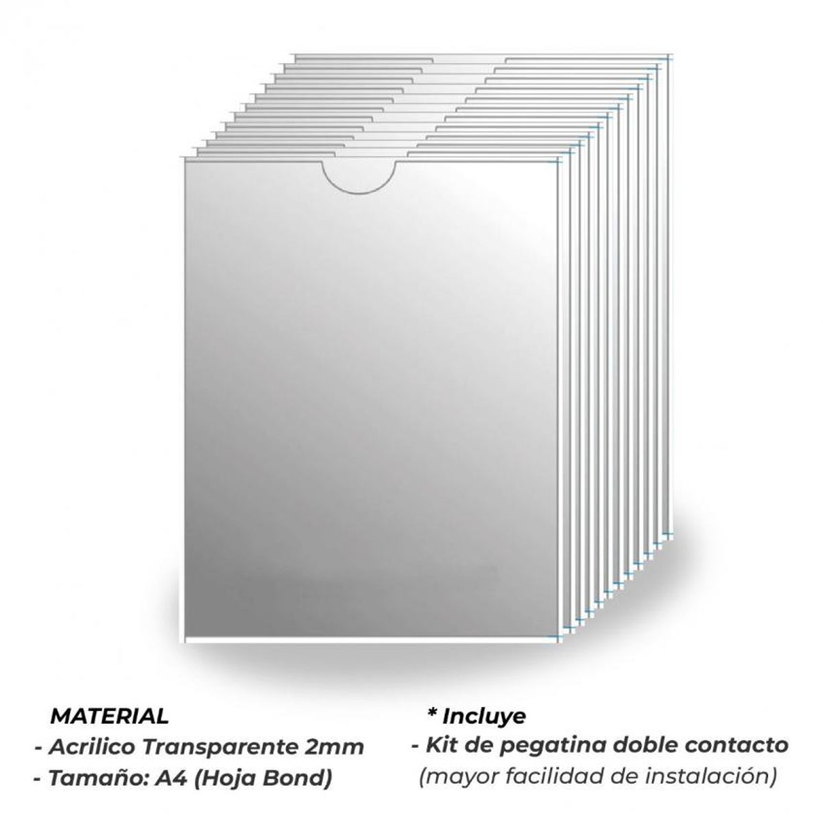 OEM - Portapapel de Acrilico A4 Vertical - Pack de 12 unidades