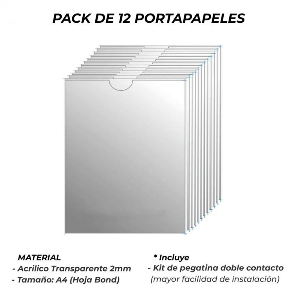 OEM - Portapapel de Acrilico A4 Vertical - Pack de 12 unidades